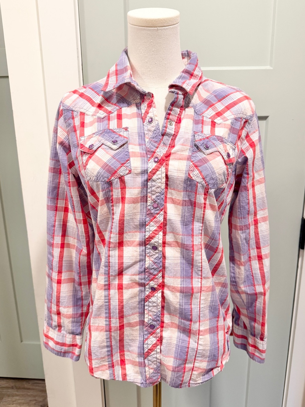 Cumberland Outfitters Pearl Snap Y2K Western Cowgirl Hannah Montana Plaid